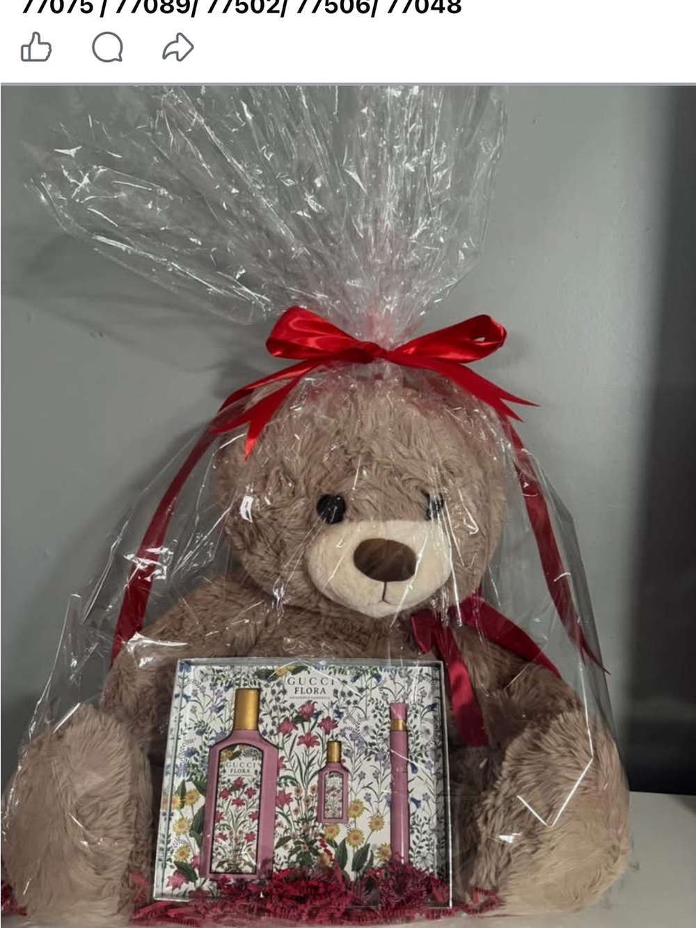 Gucci Gift Set with Brown Teddy and Red Ribbon